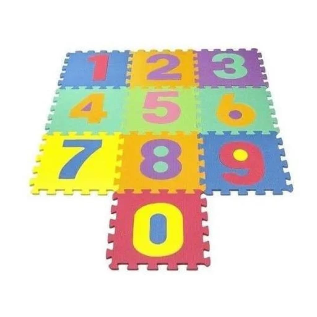 Tapete Tatame EVA Atividade Infantil Número Brincar 10 peças Colorido Segurança Borracha Educativo
