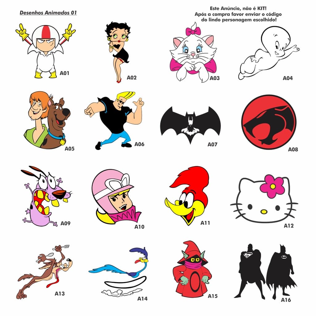 Adesivos Desenhos Animados Antigos 01Uni Decoração de Paredes Quarto Infantil Stickers Geek Gamer nerd