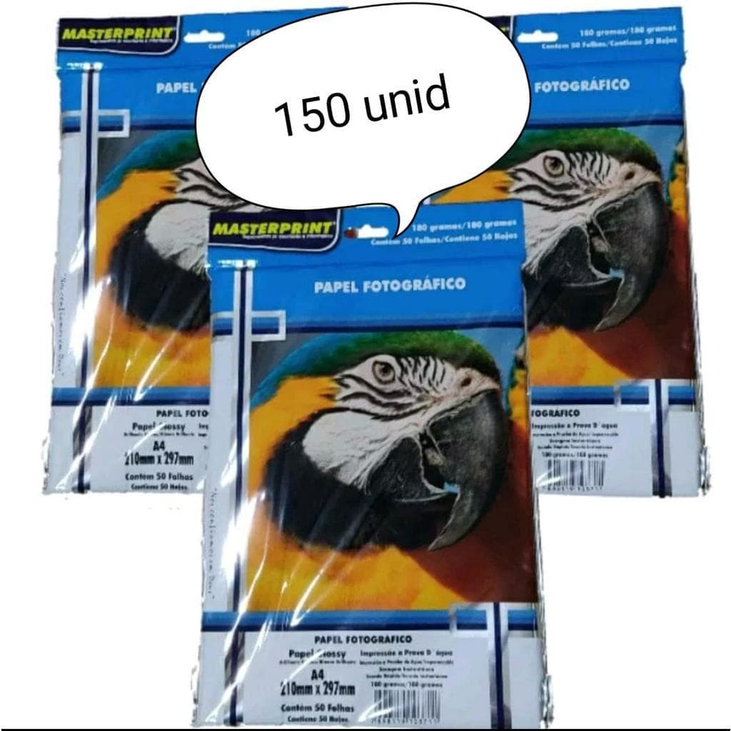 Papel Fotográfico 180g A4 150 Folhas Glossy à Prova D"água Brilhante