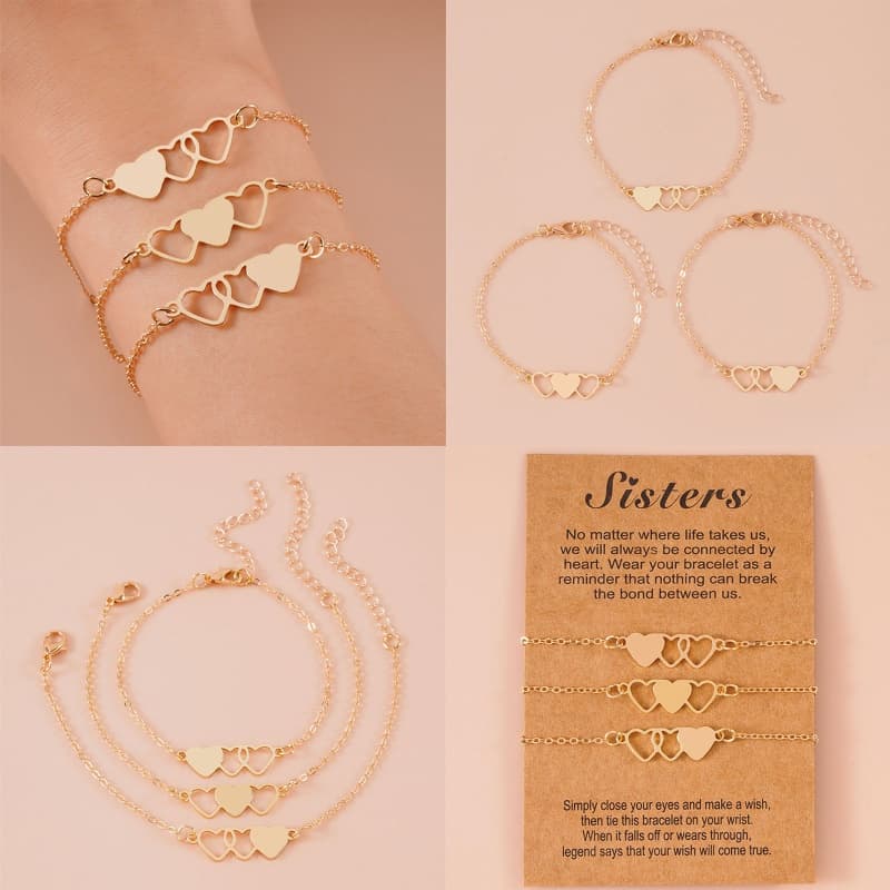 AUTU 3 Pçs/Set Irmã Pinky Promessa Pulseiras Amizade Relacionamento Pulseira Para Melhores Amigos Irmãs