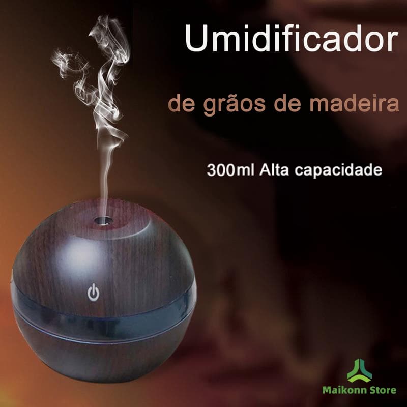 Mini Umidificador de Ar e Perfusor de Madeira para Sala