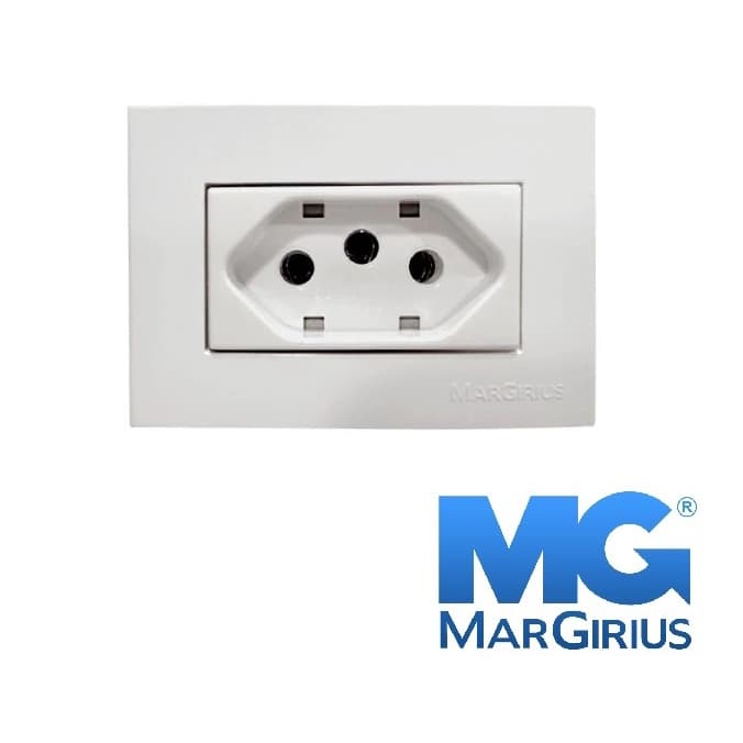 Tomada de Embutir em Móveis Margirius 10a 20a 2P+T Branco