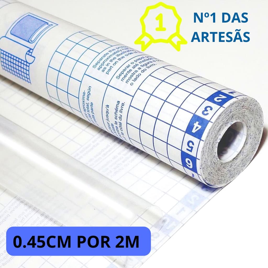 Papel Contact Adesivo Transparente - 0,45CM x 2M - ISOFIX Para Artesanatos Em Geral