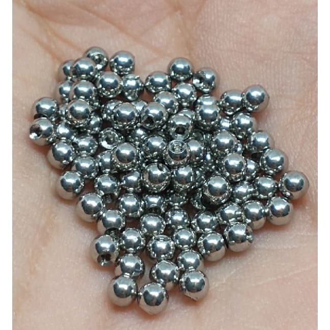bolinhas de piercing 3mm 100 unid esfera rosquear aço prata serve labret queixo bananinha sobrancelha ferradura trgaus