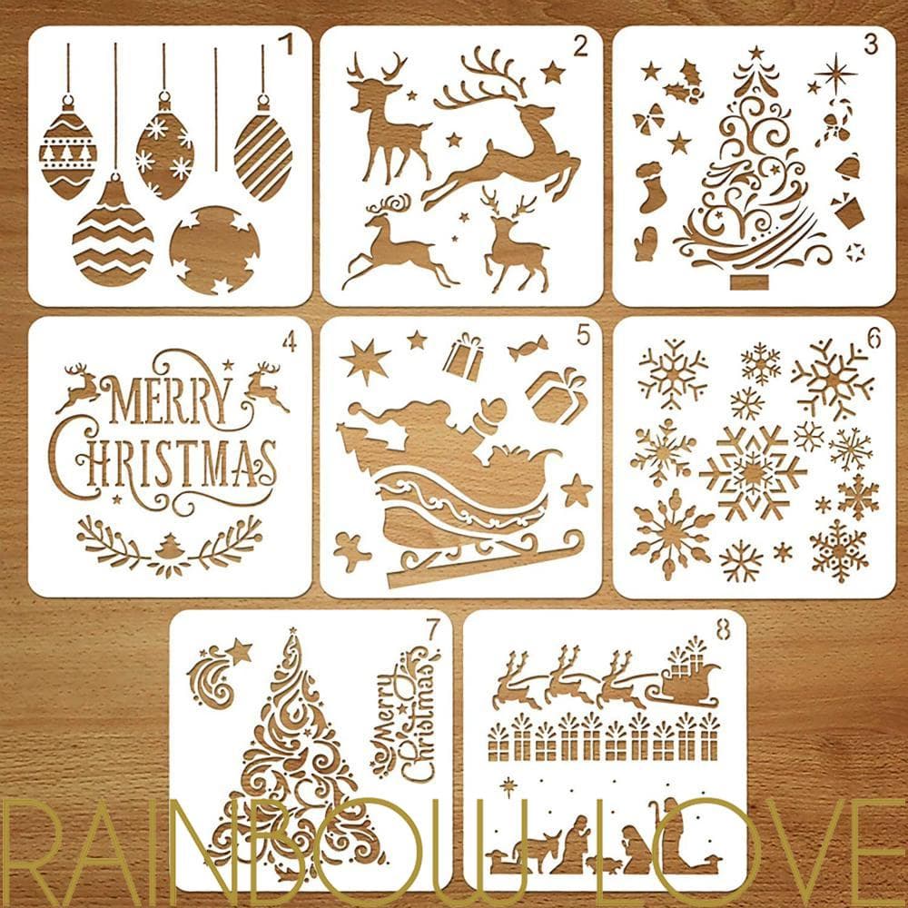 Estêncil De Desenho De Natal De Plástico Reutilizável Para Pintura Artística / Artesanato / Faça Você Mesmo / Acessórios De Decoração