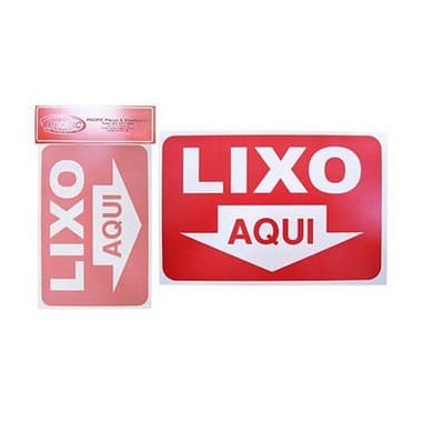Placa Indicativa Sinalização Pacific Placas 20 x 30cm Lixo Aqui