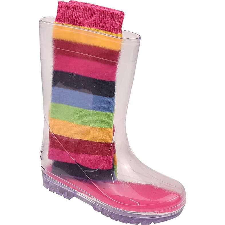 Galocha Menina Infantil Transparente Bota + Meia Luelua