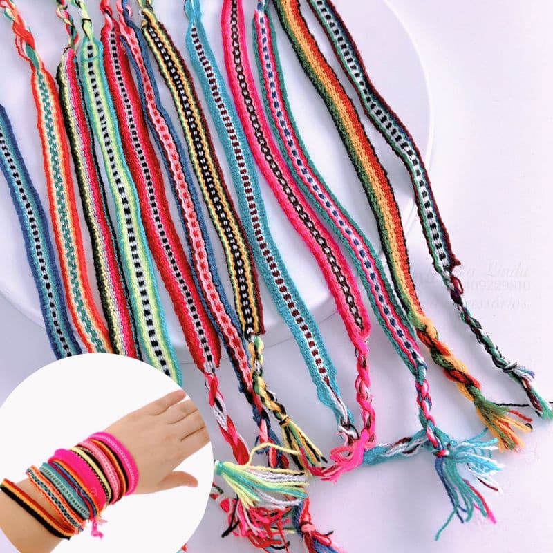 Kit A Partir De 60 Pulseiras Pano Hippie Praia  - Cores Diversas