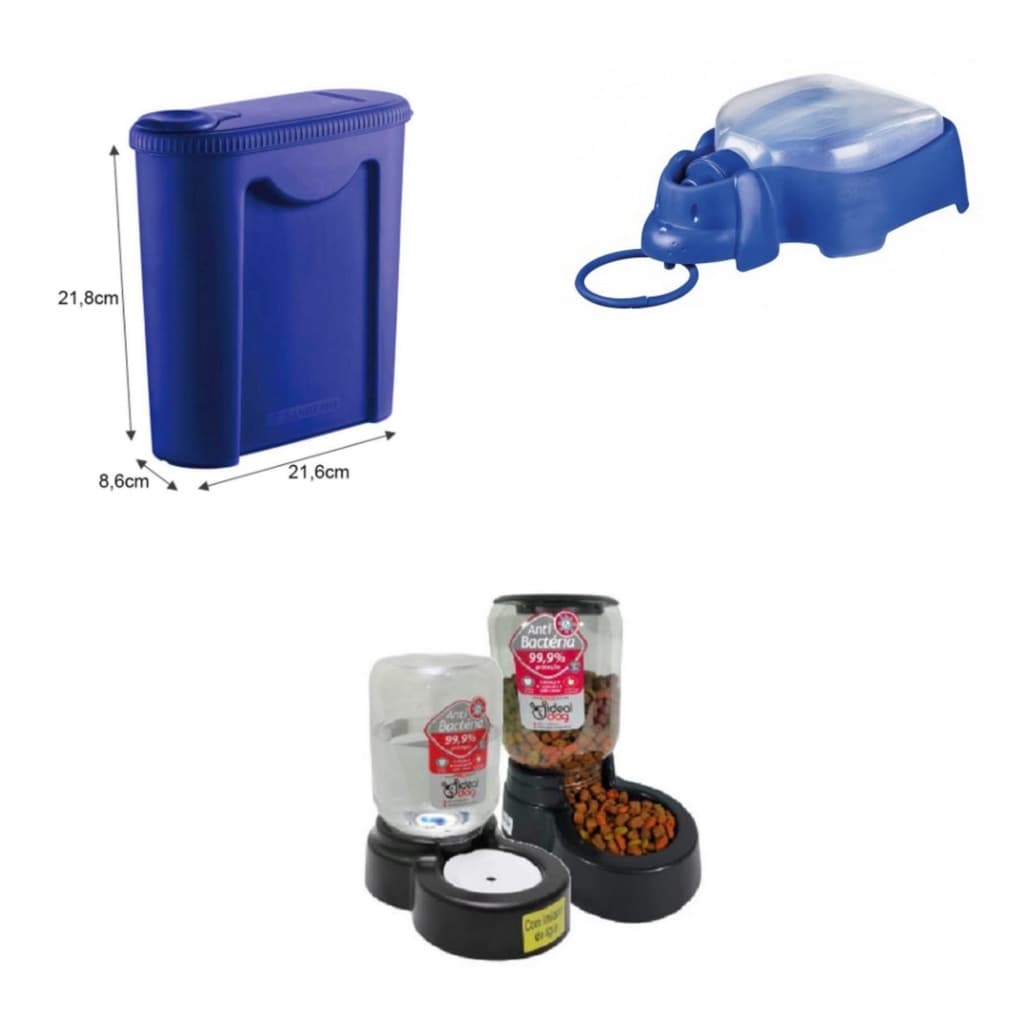 PORTA RAÇÃO PET COM BEBEDOURO+COMEDOURO+ BEBEDOURO  PORTATIL ref 26
