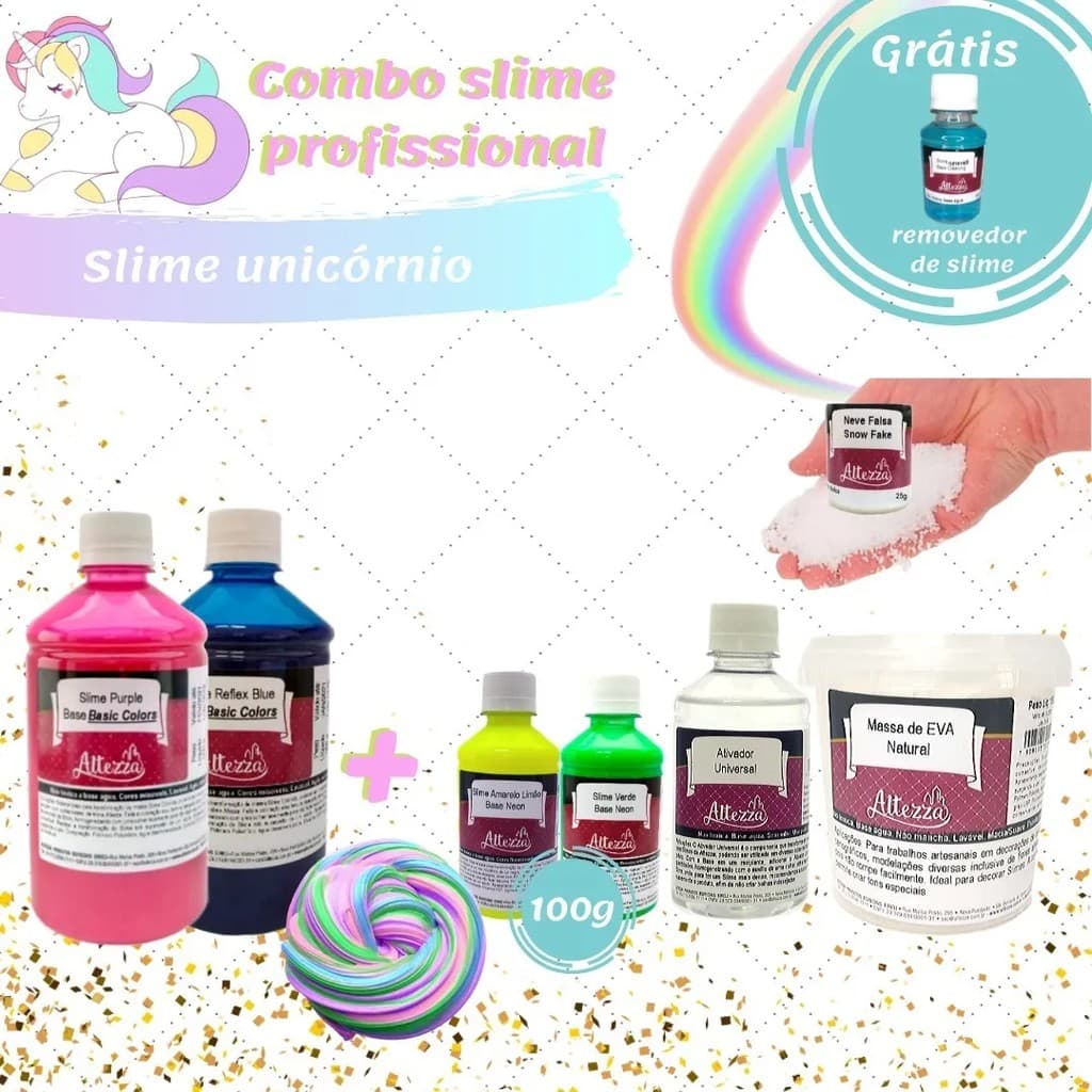 Kit Slime Profissional Slime Unicórnio Combo 29