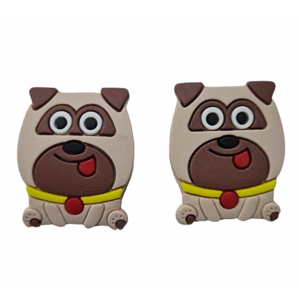 Aplique Emborrachado - Cachorro Marrom Língua Vermelha - 40x32mm - 2un