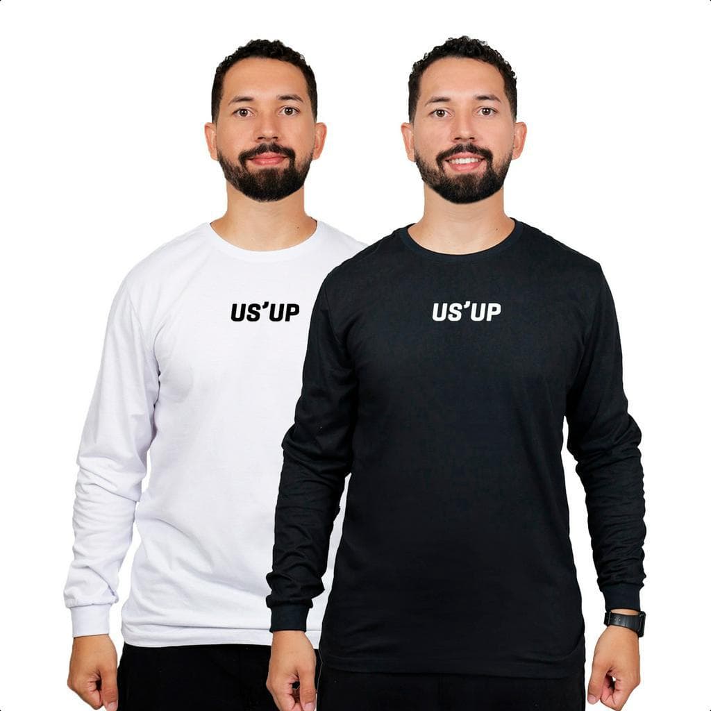 Kit 2 Camisa Manga Comprida Longa Casual Inverno Frio Inverno Confortável Algodão Alta Qualidade Macia