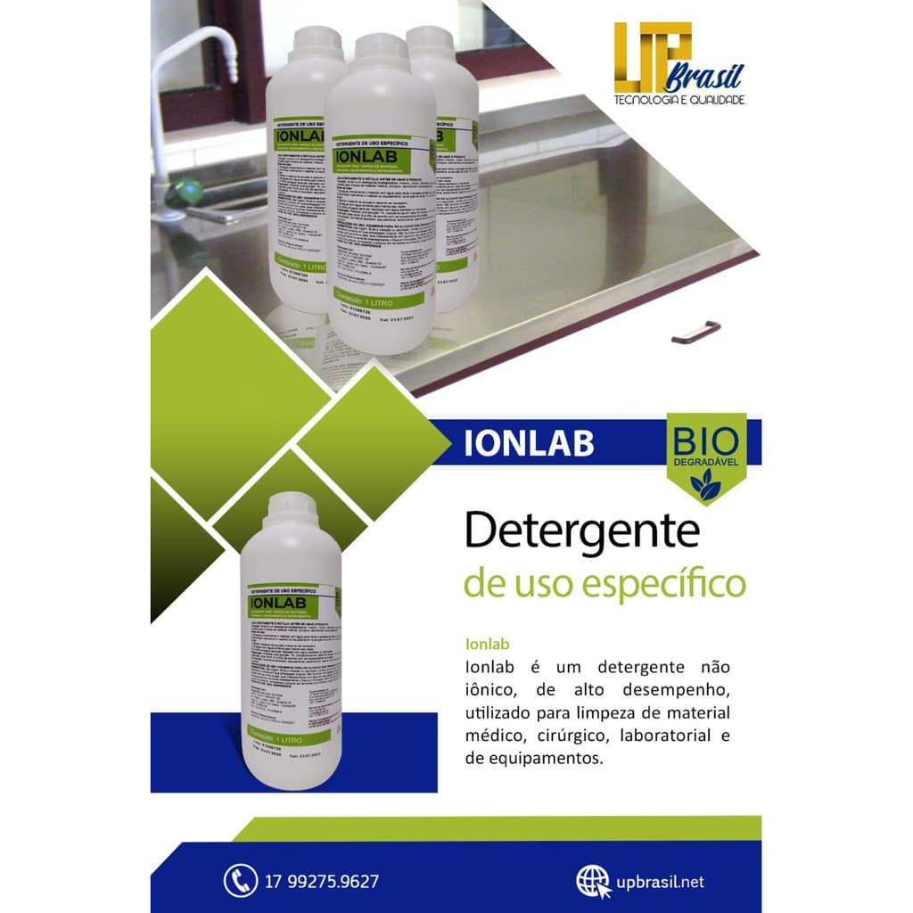 Detergente Neutro Biodegradável Ionlab Nionlab Desengraxante Laboratório Não iônico Vidraria Hospital Bioquímica Solúvel
