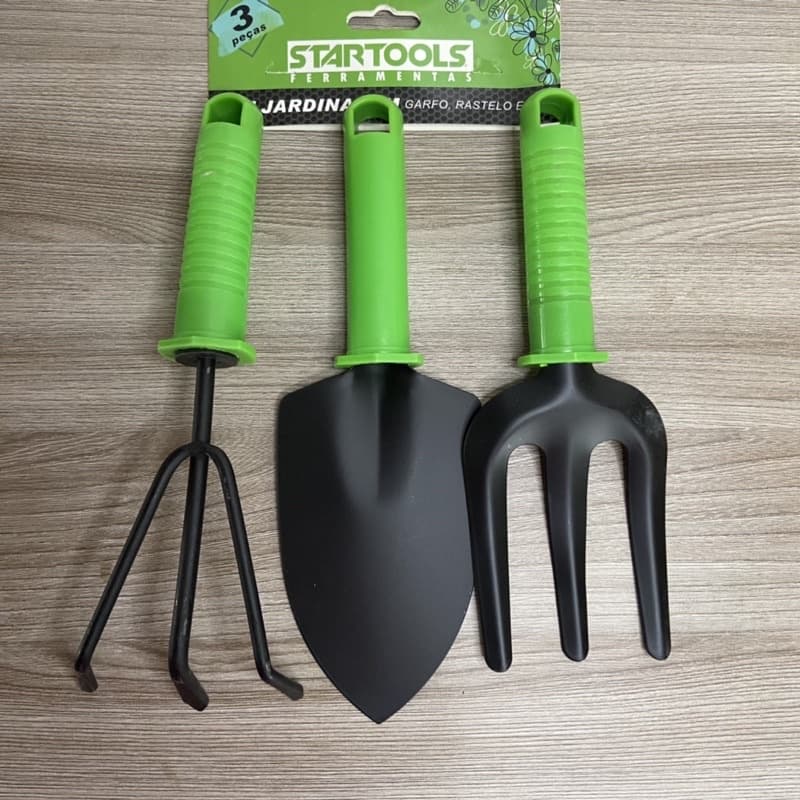 kit de Jardinagem 3 Peças - Conjunto de Jardinagem 3 Peças Garfo + Rastelo + Pá - Ferramentas de Jardim Startools