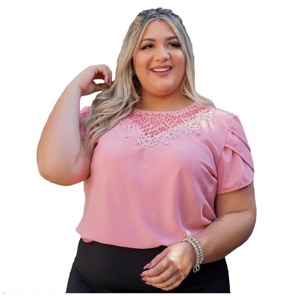Blusa Moda Evangelica Plus Size Kit C/3 Com Pedraria Barata