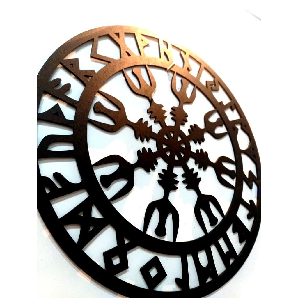 Aplique de Parede vazado Mdf Mandala elmo do terror Vegvisir Viking Quadro Decorativo Nordico