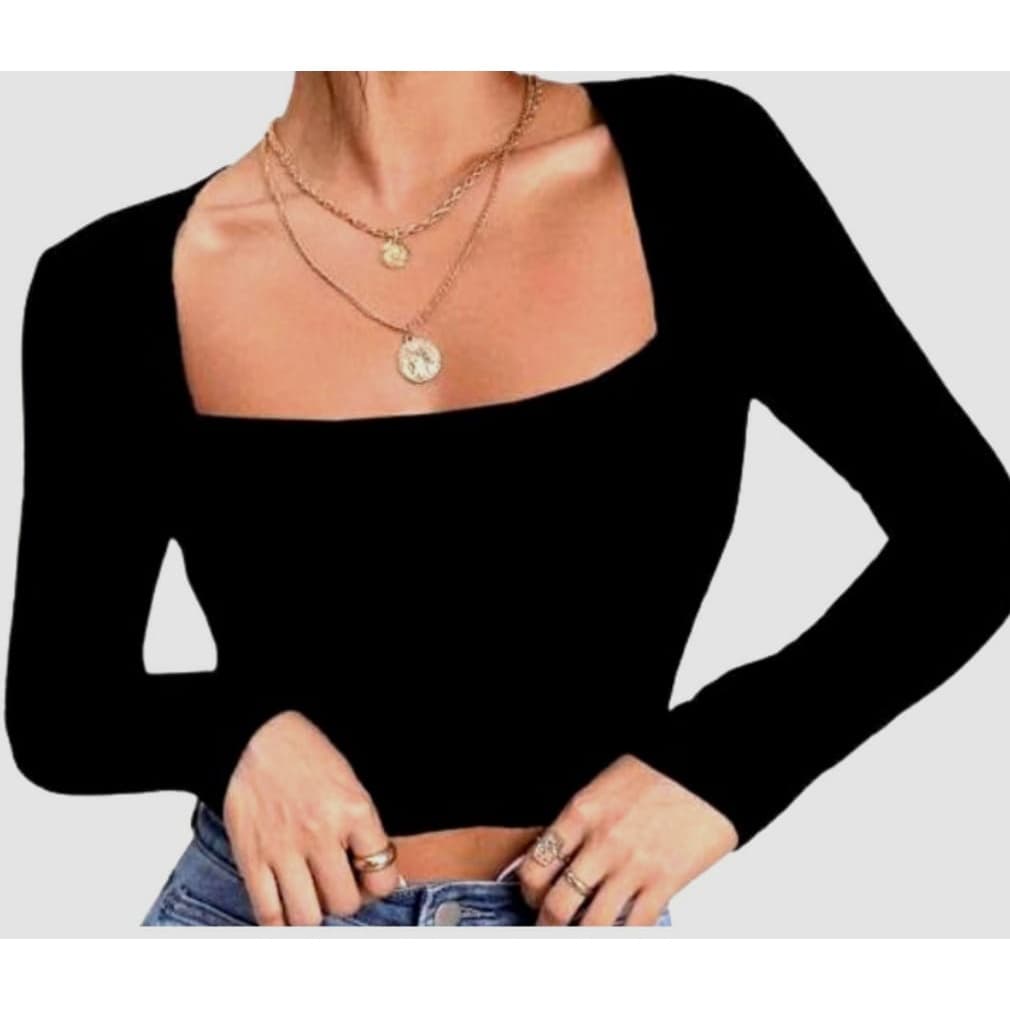 Cropped decote Quadradinho/casual