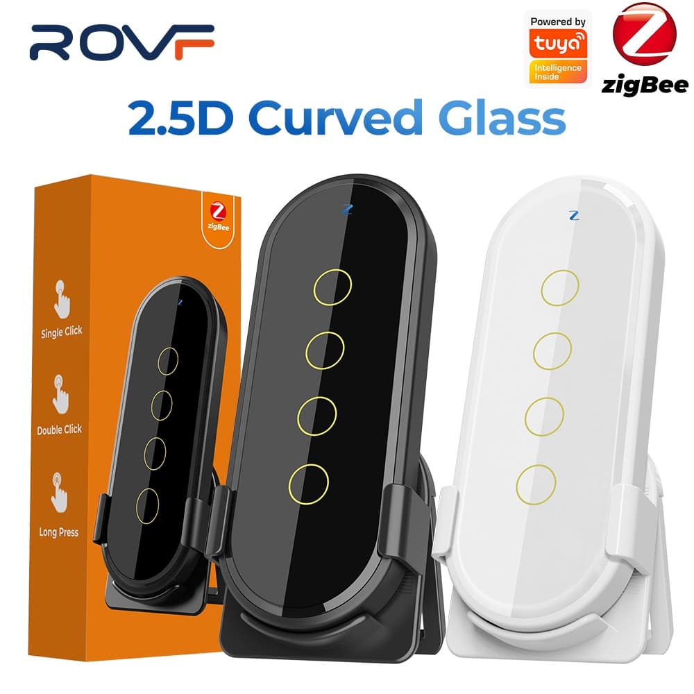 ROVF 4Gang Tuya ZigBee Sem Fio 12 Cena Botão De Apertar Controlador De Automação A Bateria Cenário Para Dispositivos