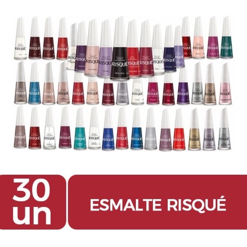 Kit 30 Esmaltes Risqué Atacado - MENOR PREÇO CORES SORTIDAS AS MAIS VENDIDAS