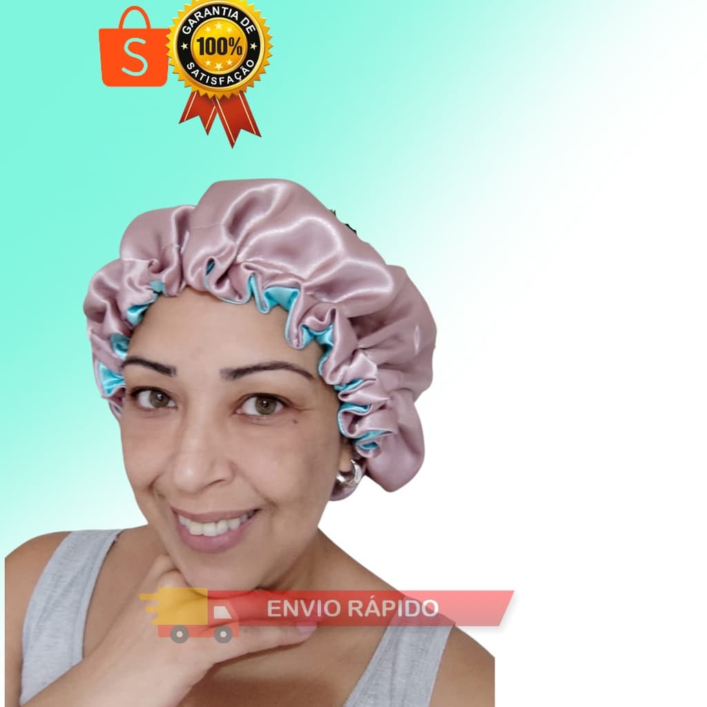 Touca de cetim anti frizz dupla face alto brilho e ajustavel aproveite agora .