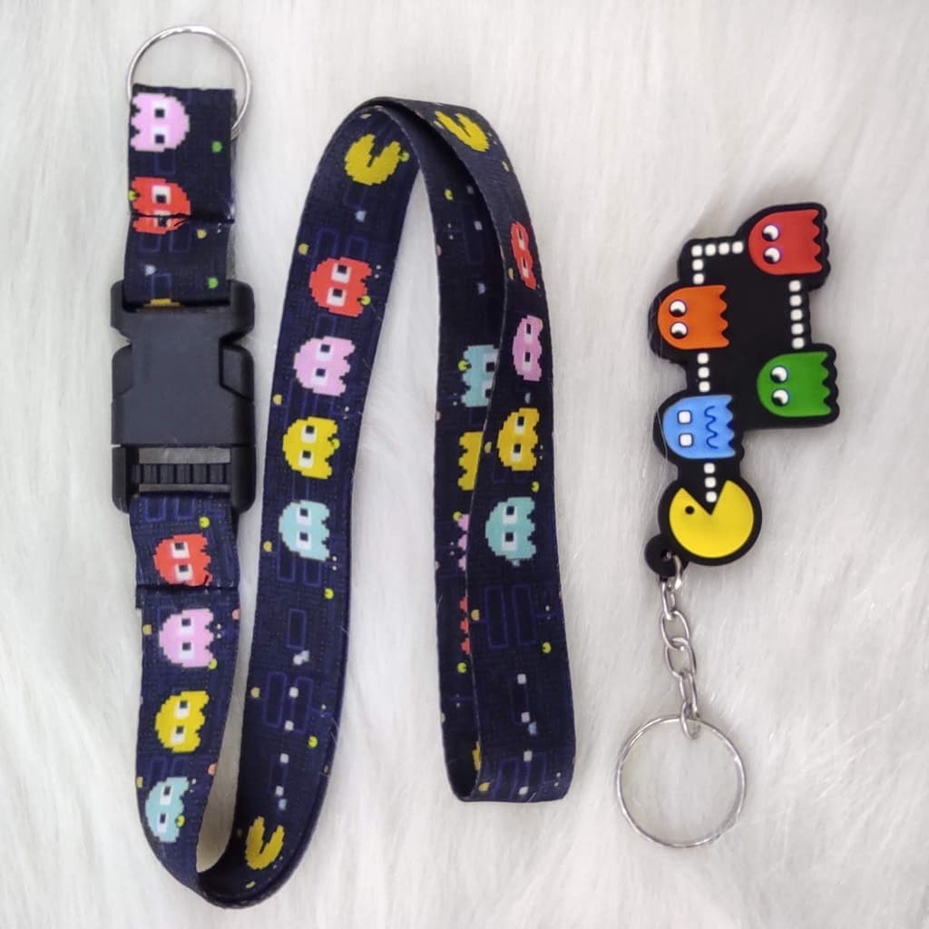 Kit PAC MAN Cordão + Chaveiro Atari Video Game Vintage
