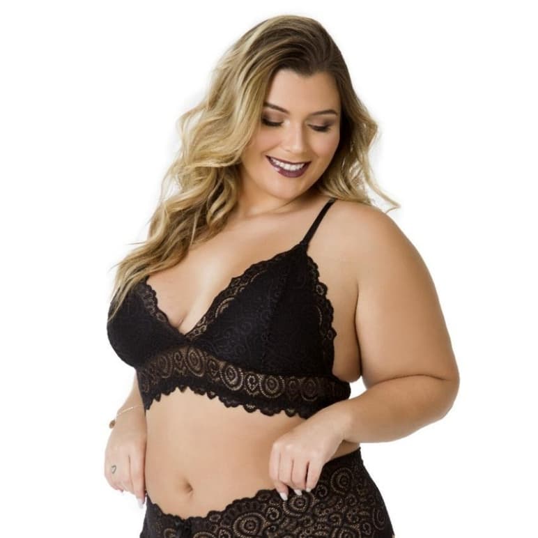 Sutiã Plus Size Sem Bojo em Renda Delicado Sem Aro Soutien Extra Grande 48 50 52 e 54
