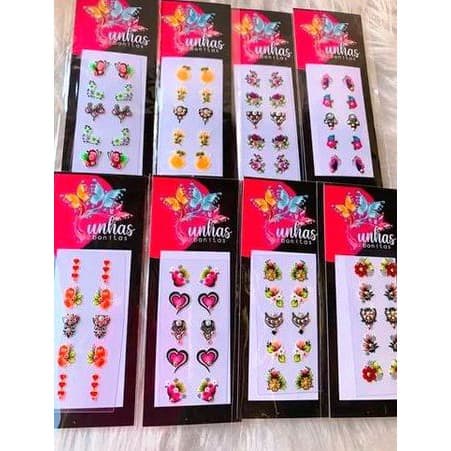 100 Cartelas de Adesivos de Unhas 3D com Jóias Atacado Artesanais Unhas Bonita Adesivos KAJ-100