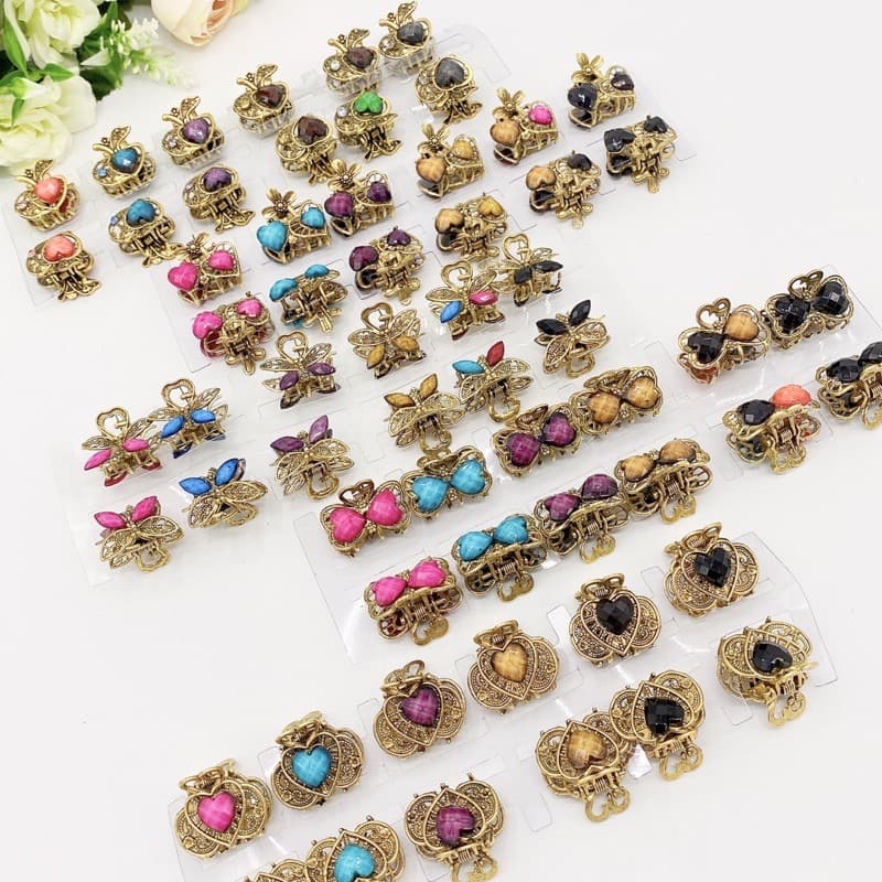 Kit com 12 unidades de Mini piranha metal de cabelóRios Moda