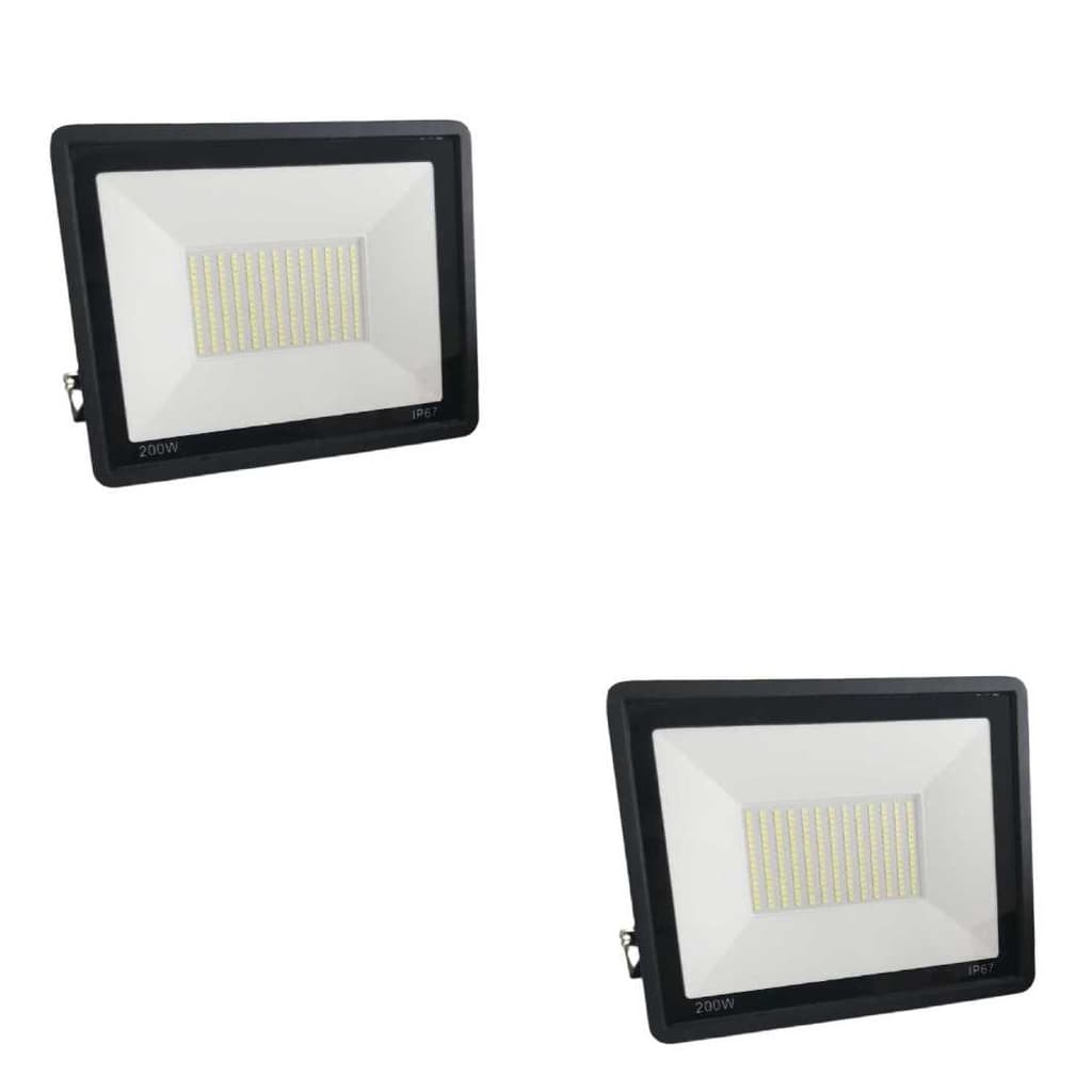 KIT 2 Refletor Led 200w Holofote Prova Dágua Ip66 Branco Frio bivolt 6000k