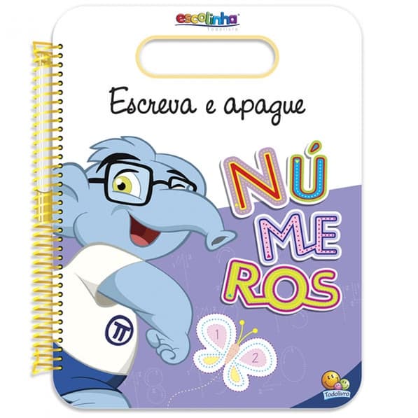 01 Caderno Caligrafia Números Escolinha Espiral + Caneta Mágica