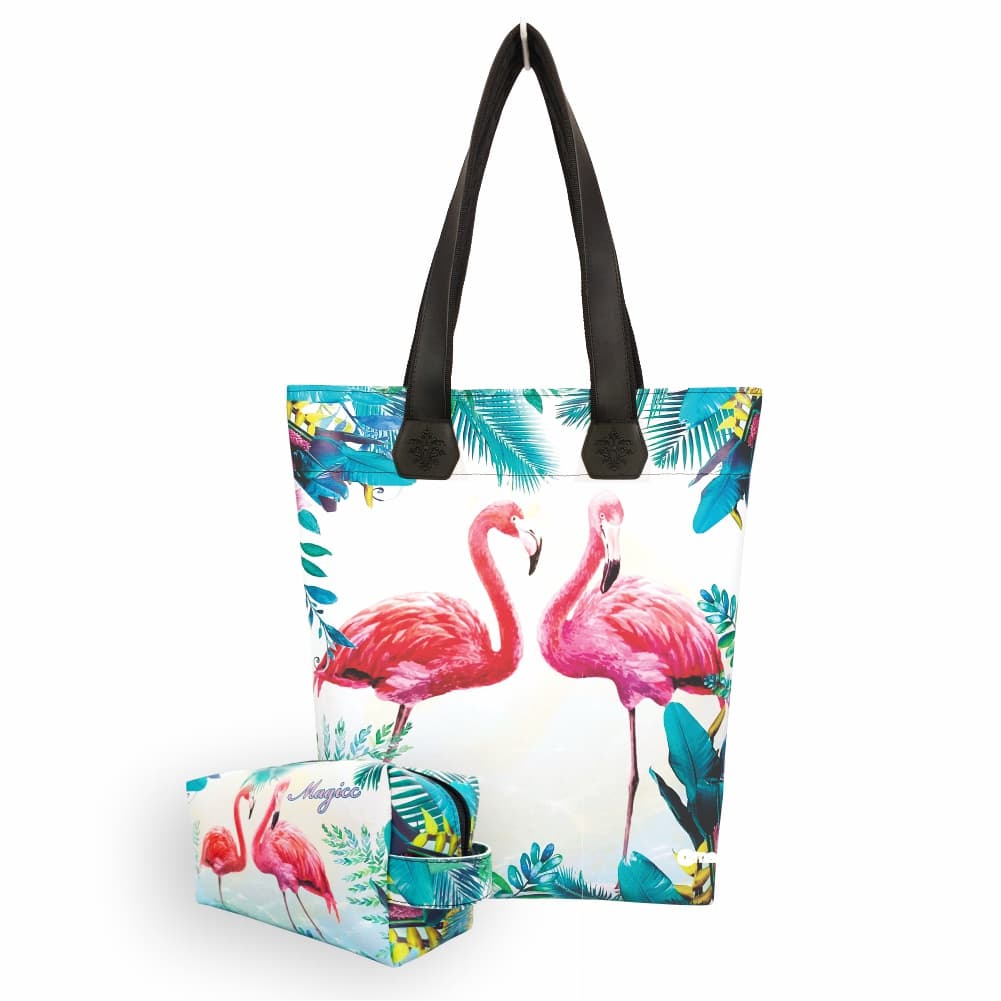 Bolsa Feminina Nécessaire Feminina Casual Adulto Tropical Flamingos Magicc Bolsas BN-178