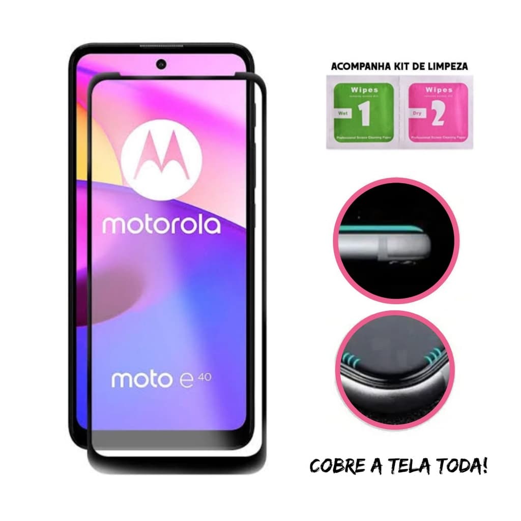Película 3D de Vidro Temperado Para Moto E 40 (E40)