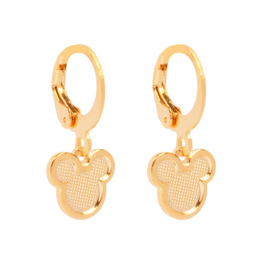 Brinco Argolinha Pequena Mickey Folheado A Ouro 18k