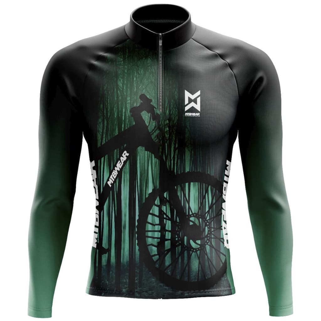 Camiseta Para Ciclista MTB BIKE VERDE MANGA LONGA Adulto e Infantil