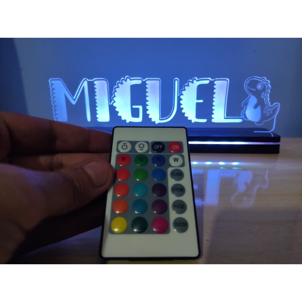 Luminária Miguel Nomes Criança Infantil Personalizado RGB 16 CORES