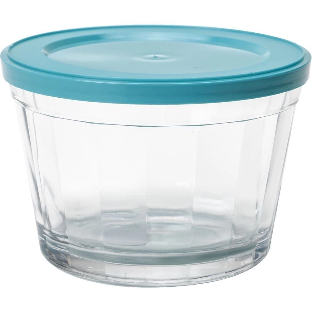 Potes Bowl de vidro  350ml, com Tampa colorida.