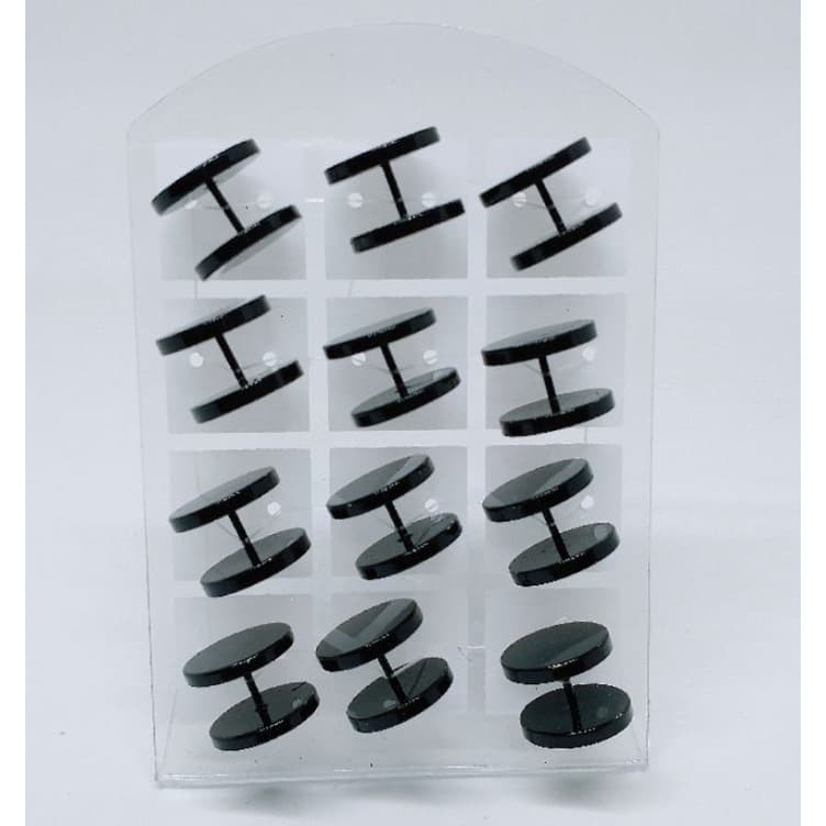 alargador falso preto 14mm brinco aço metal cartela 12 unidades moda unissex