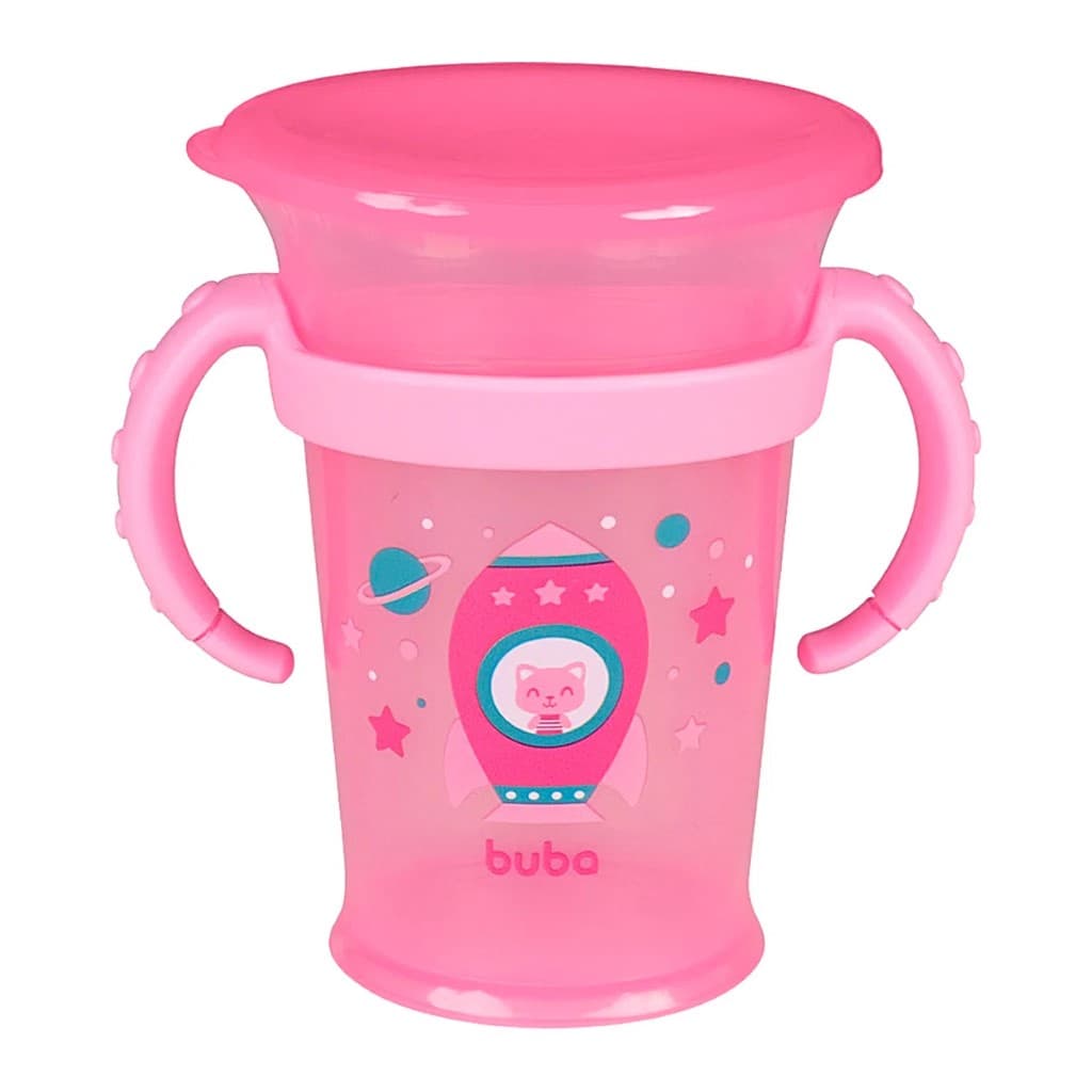 Copo De Treinamento 360 Rosa Com Alça Removível 13214 - Buba