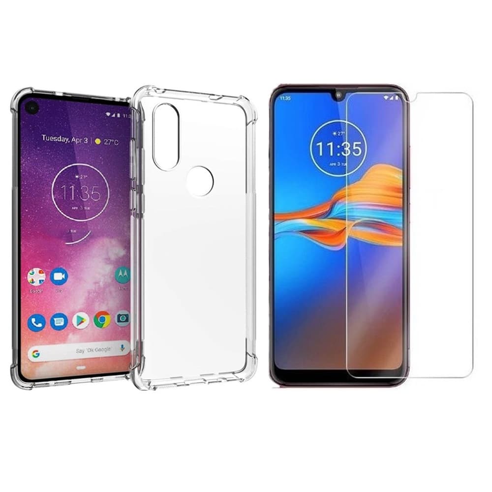 Capinha Silicone Antichoque e Pelicula Vidro Moto E6 Plus