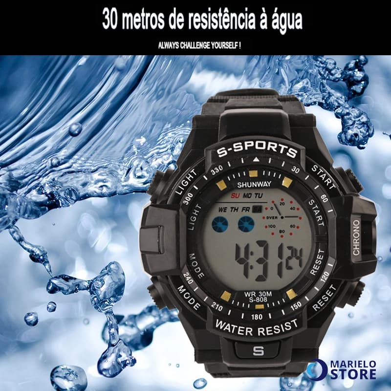 Relógio Digital Masculino Prova D'água Esportivo Militar Shock Resist S-808