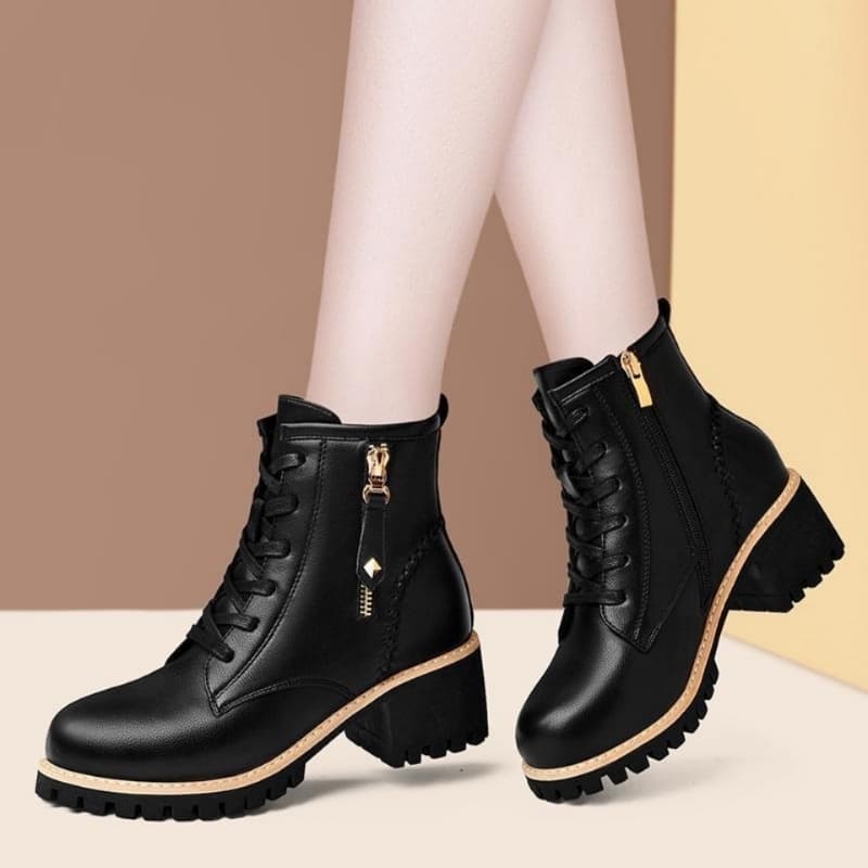 Botas Martin De Couro Macio De Alta Qualidade/Novo Estilo Combina Com Tudo Únicas/Curtas De Lã Grosso Para Motocicletas Quentes/Médio
