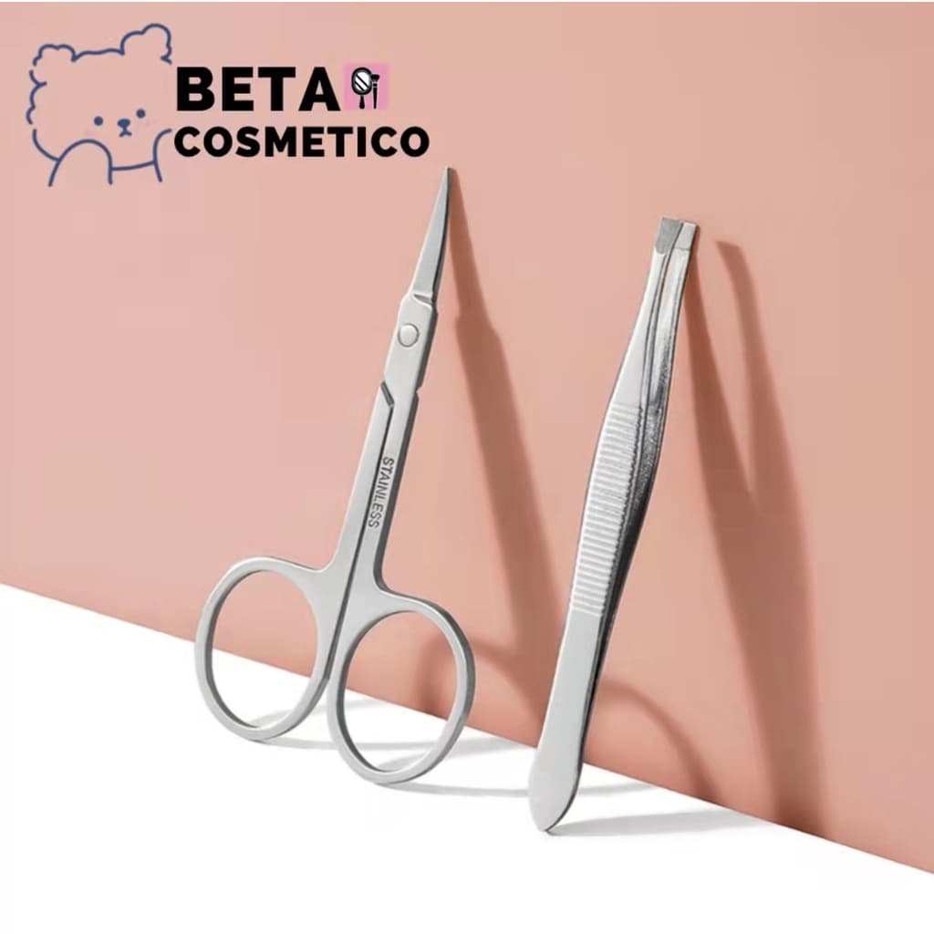 Pinça De Sobrancelha Mais Uma Mini Tesoura De Aço Inoxidável