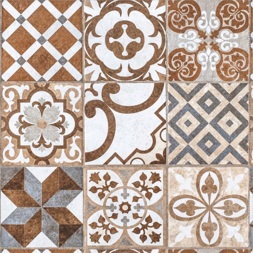 Papel de Parede Adesivo Azulejo Marroquino Marrom Ladrilho