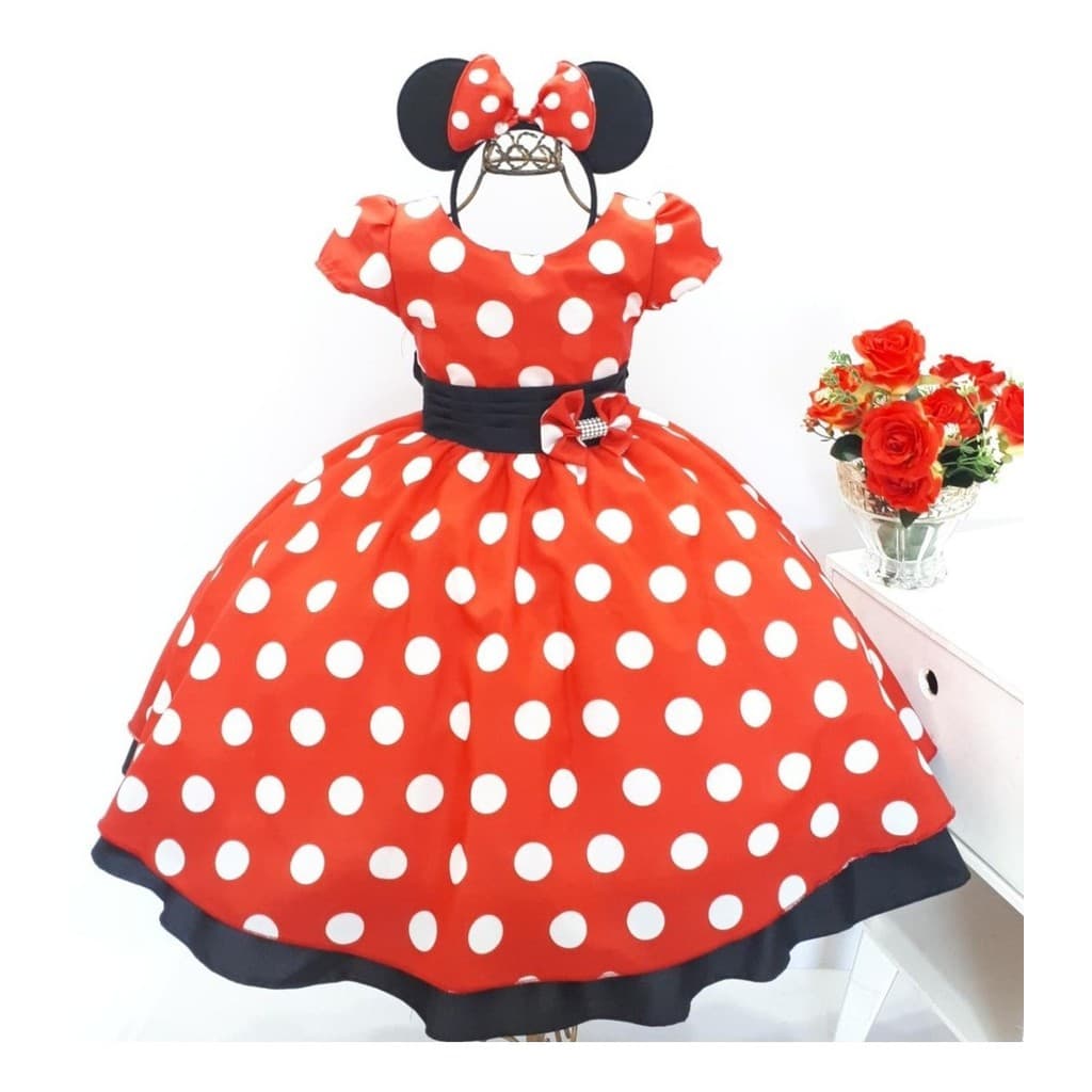 Vestido Minnie Vermelha Festa Infantil  1 A 4 Promoção Exclusividade