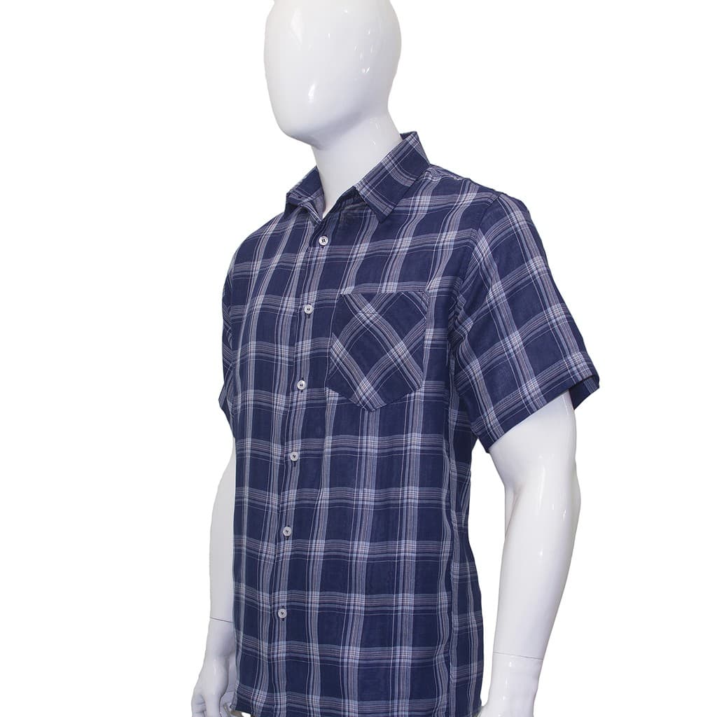 Camisa Social Manga Curta Para Serviço Trabalho Xadrez Fit