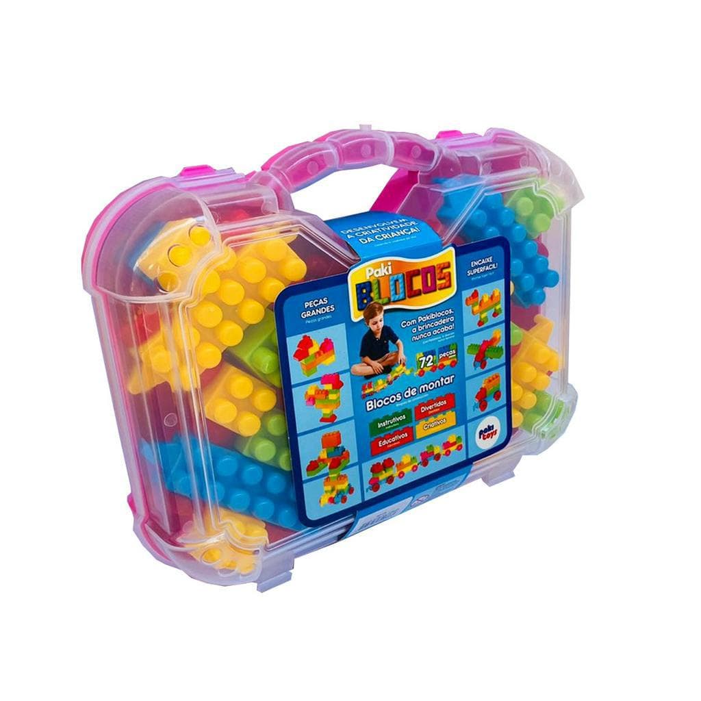 Blocos de Montar com Maleta Infantil Presente Menina Menino Educativo com 72 pcs