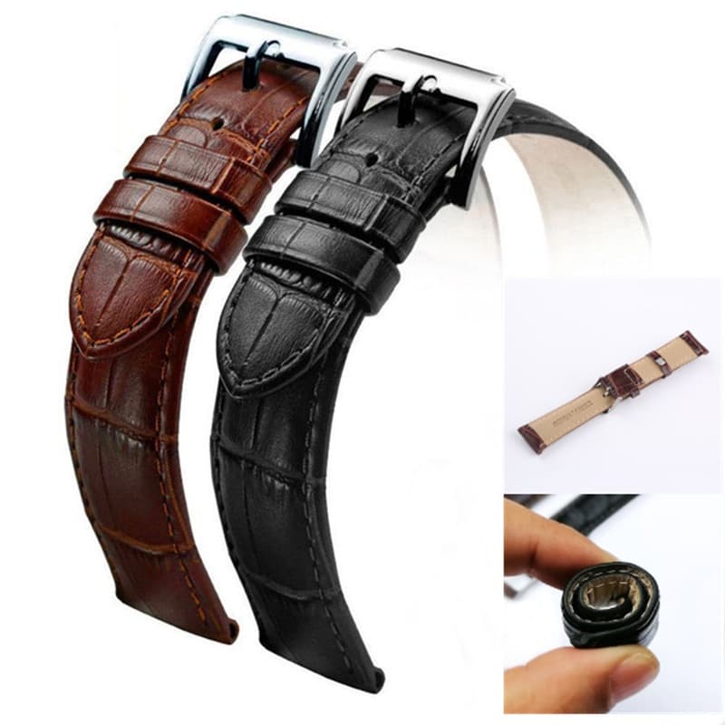 Moda Couro Genuíno Fivela De Aço Do Vintage Sweatband Sports Belt Watch Strap Banda Pulseira De Pulso 16mm 18mm 20mm 22mm