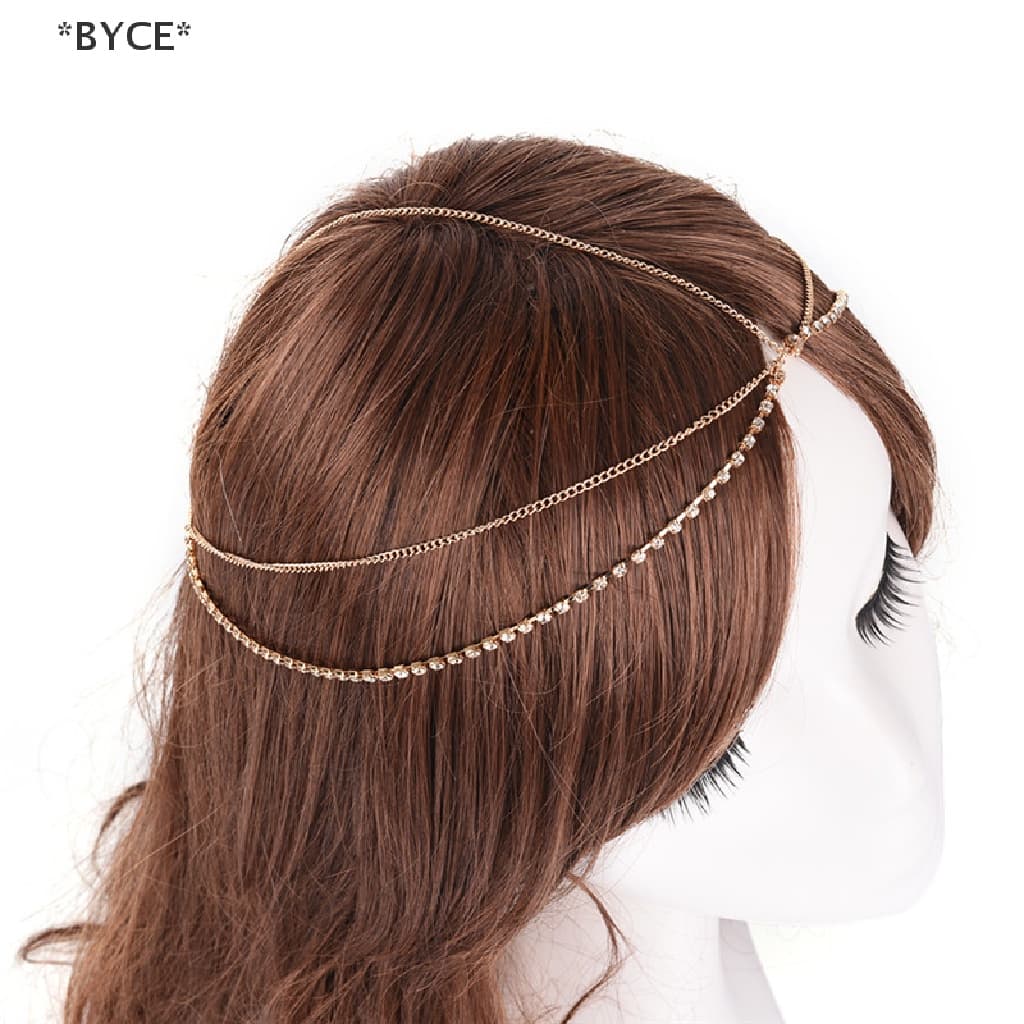 [BYCE] Tiara De Metal Multicamadas Boho Com Corrente Para Penteado De Casamento , Acessórios Cabelo [Quente