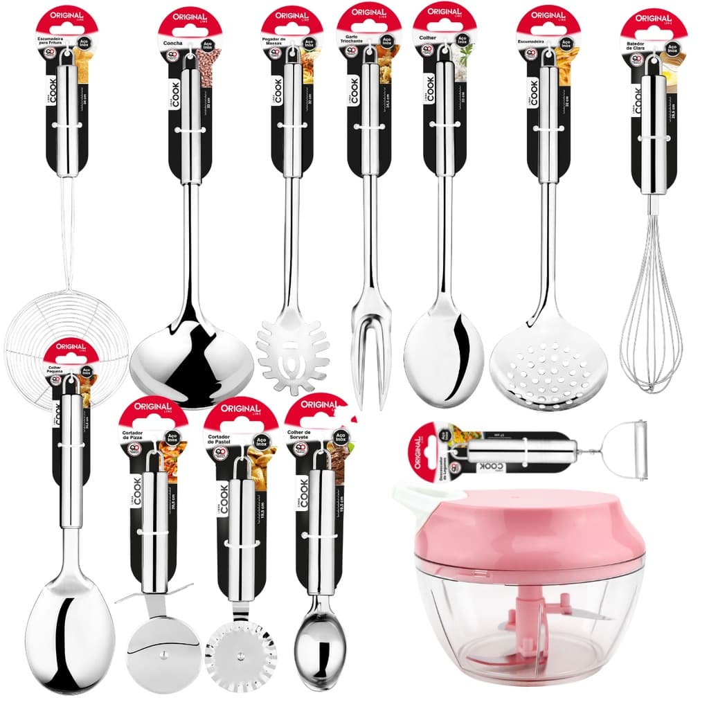 Kit Utensilios Para Cozinha 13 Pecas Aco Inox