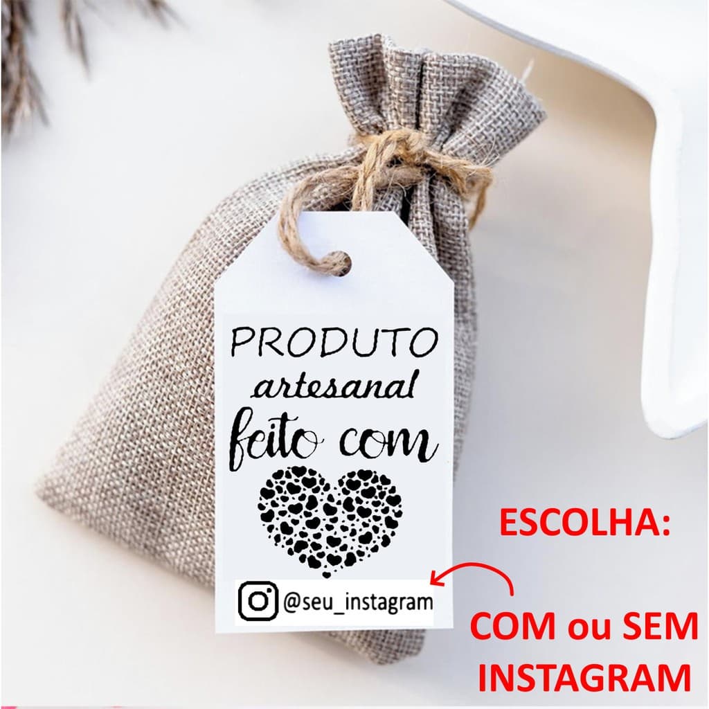 Carimbo Produto Artesanal Feito Com Amor, Cabo e Carimbeira(almofada de tinta) opcional.